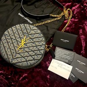 YSL Denim Round Bag